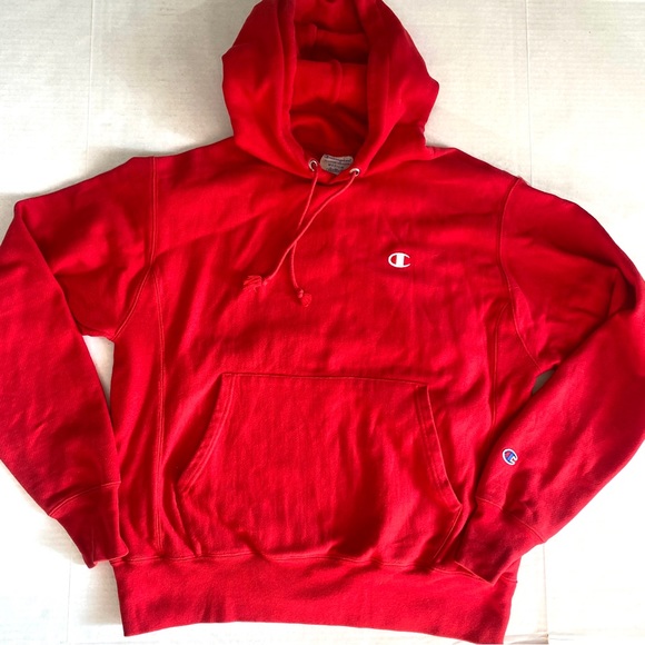 Vintage Champion Reverse Weave Ruby Red hoodie sweatshirt Size Medium - Picture 6 of 15